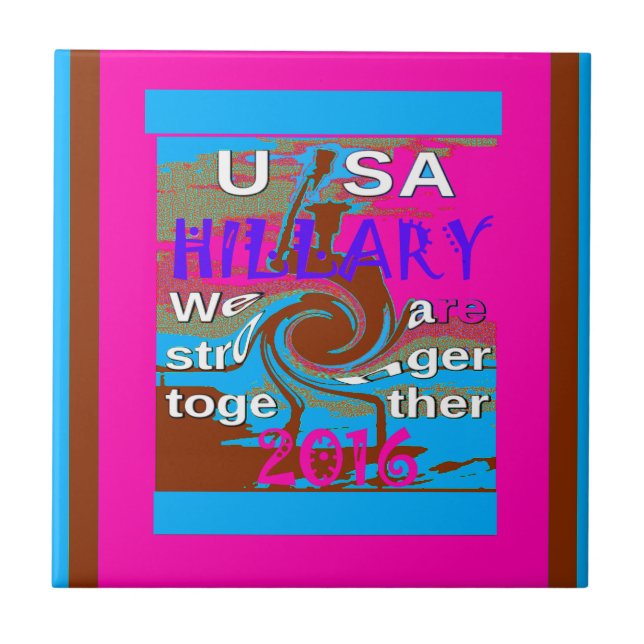 Retro USA Stronger Together Abstract Art Print Ceramic Tile (Front)