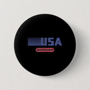 Retro Usa Team American Skateboarding Vintage Button