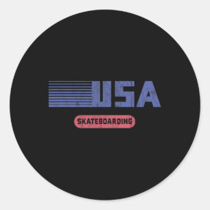 Retro Usa Team American Skateboarding Vintage Classic Round Sticker