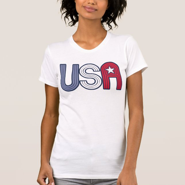 Retro USA With Star Patriotic T-Shirt (Front)