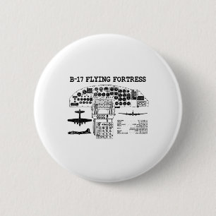 Retro Usa Wwii B-17 Pit Usa Warplane B17 Flying Fo Button