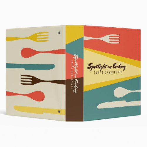 Retro utensils personalized recipe cookbook 3 ring binder