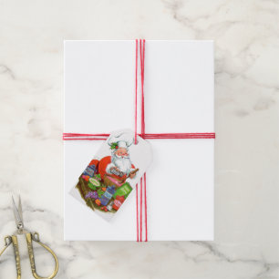 retro v intage Christmas Santa Holiday Gift Tags