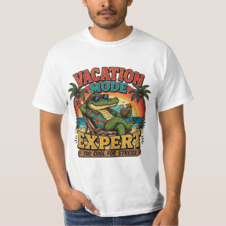 Retro Vacation Mode Expert Funny Alligator Beach  T-Shirt