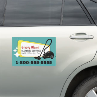 Retro Vacuum Cleaning Business Car Magnet
