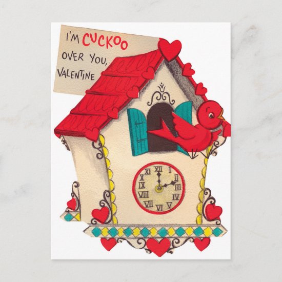 Retro Valentine bird Holiday Vintage postcard