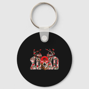 Retro Valentine Buck Deer Hunting Camo Xoxo Valent Keychain