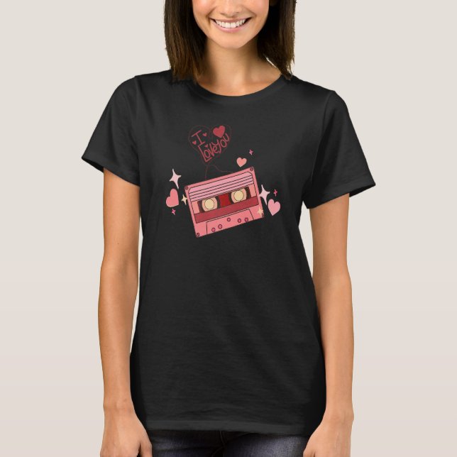 Retro Valentine Cassette Love Song Couple Valentin T-Shirt (Front)