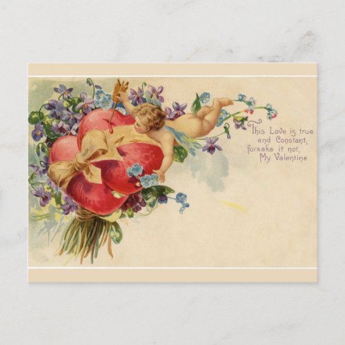 Retro Valentine Cupid True and Constant Love Postcard