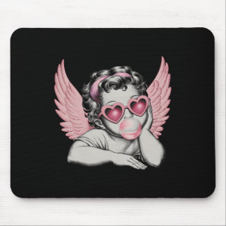 Retro Valentine Day Heart Sungles Cupid Blowing Bu Mouse Pad