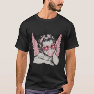 Retro Valentine Day Heart Sungles Cupid Blowing Bu T-Shirt