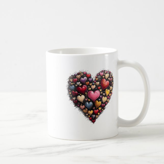 Retro Valentine Day Hearts Brushstroke Coquette He Coffee Mug (Right)