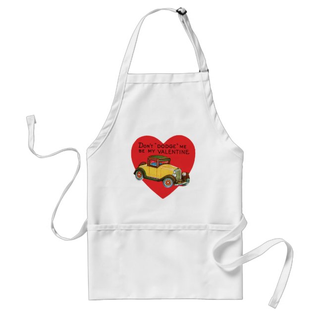 Retro Valentine, Don't Dodge Me, Be My Valentine! Adult Apron (Front)