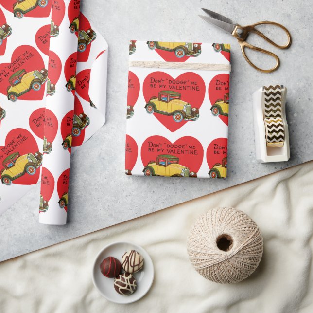 Retro Valentine, Don't Dodge Me, Be My Valentine! Wrapping Paper (Crafts)