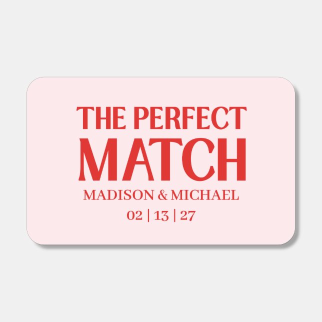 Retro Valentine Hearts Wedding Red Pink Matchboxes (Front)