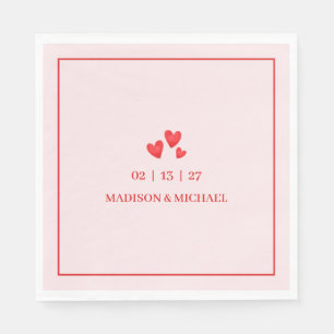 Retro Valentine Hearts Wedding Red Pink Napkins