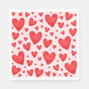 Retro Valentine Hearts Wedding Red Pink Napkins