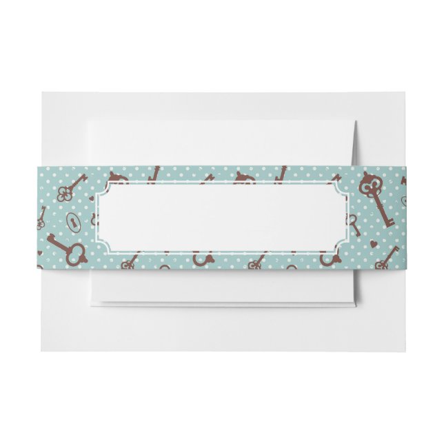 Retro Valentine Keys Invitation Belly Band (Front Example)