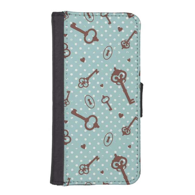 Retro Valentine Keys iPhone Wallet Case (Front)