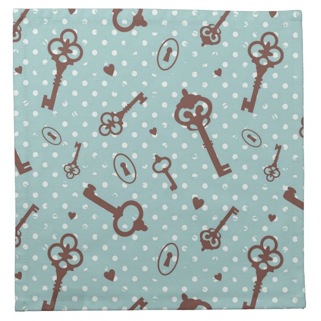 Retro Valentine Keys Napkin (Front)