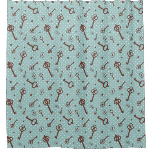 Retro Valentine Keys Shower Curtain