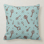 Retro Valentine Keys Throw Pillow