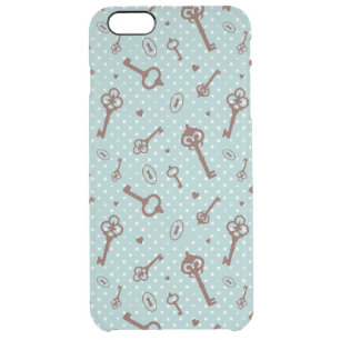 Retro Valentine Keys Clear iPhone 6 Plus Case