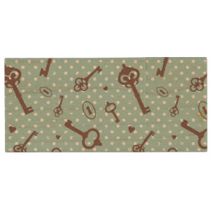 Retro Valentine Keys Wood Flash Drive