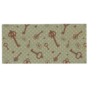 Retro Valentine Keys Wood USB Flash Drive