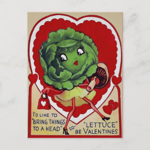 Retro Valentine Lettuce Postcard