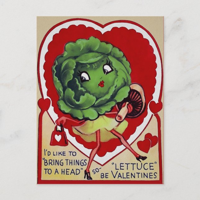 Retro Valentine Lettuce Postcard (Front)