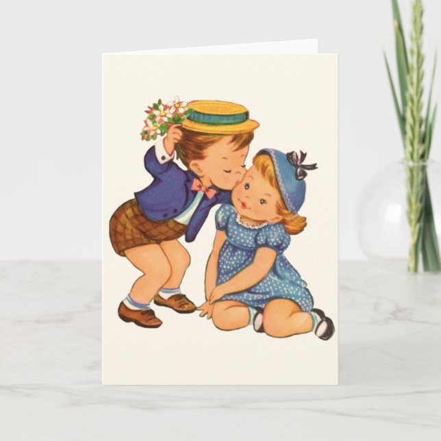 Retro Valentine Love Greeting Card (Front)