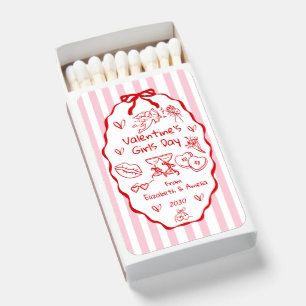 Retro Valentine’s Galentine Matchboxes, Girls Day  Matchboxes