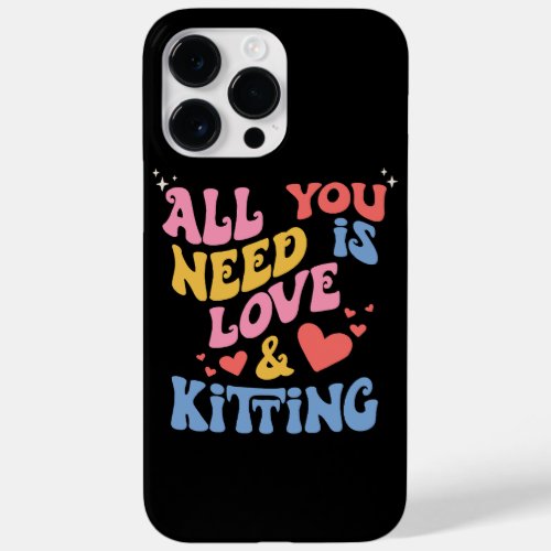 Retro Valentines All You Need Is Love and Knitting Case_Mate iPhone 14 Pro Max Case