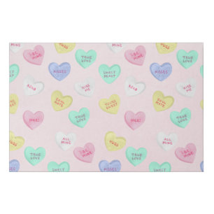 Retro Valentine's Day Candy Hearts on Baby Pink Faux Canvas Print