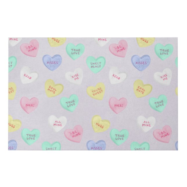 Retro Valentine's Day Candy Hearts on Purple Faux Canvas Print (Front)