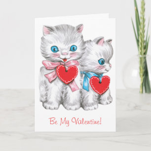 Retro Valentine's Day Cats, Vintage Cute Kitten Holiday Card