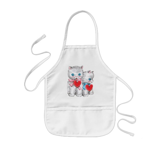 Retro Valentine's Day Cats, Vintage Cute Kitten Kids' Apron (Front)