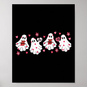 Retro Valentines Day Cute Ghost Boo Spooky Womens  Poster