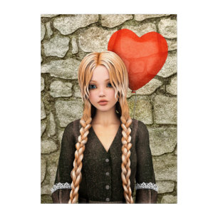 Retro Valentine's Day - Cute Heart Balloon Love Acrylic Print