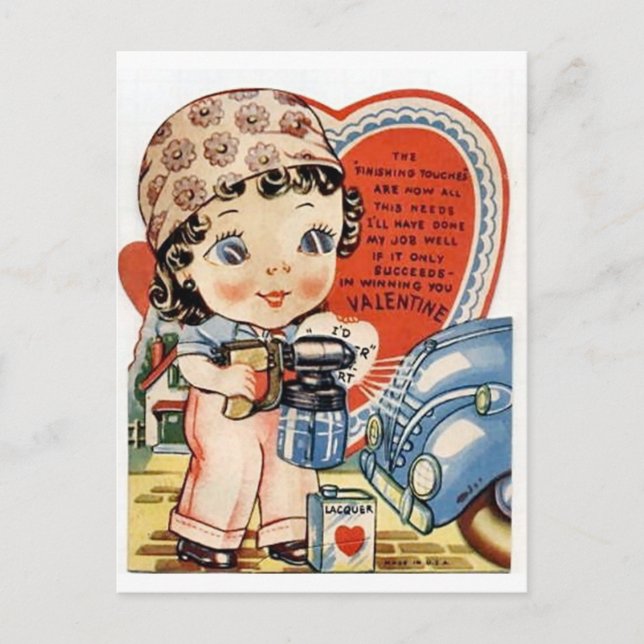 Retro Valentine's Day Holiday Postcard (Front)