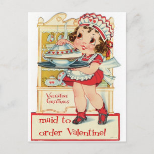 Retro Valentine's Day Maid Holiday Postcard