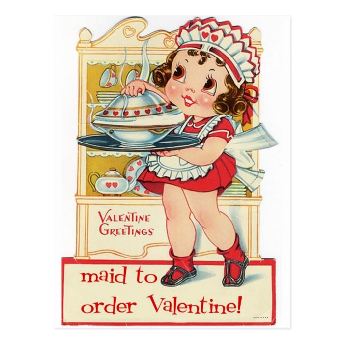 Retro Valentine's Day Maid Postcards