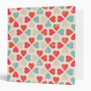 Retro Valentine's Day Pattern 3 Ring Binder