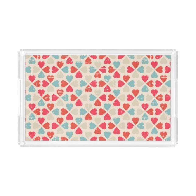 Retro Valentine's Day Pattern Acrylic Tray (Front)