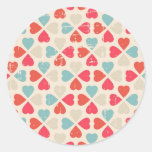 Retro Valentine&#39;s Day Pattern Classic Round Sticker