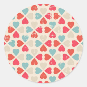 Retro Valentine's Day Pattern Classic Round Sticker