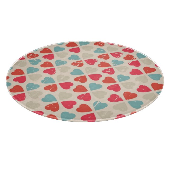 Retro Valentine's Day Pattern Cutting Board (Corner)