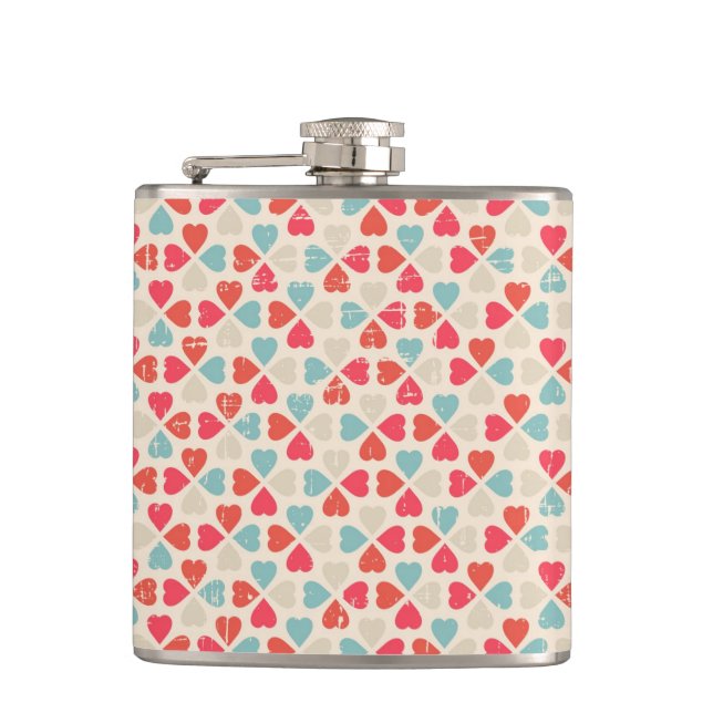 Retro Valentine's Day Pattern Flask (Front)