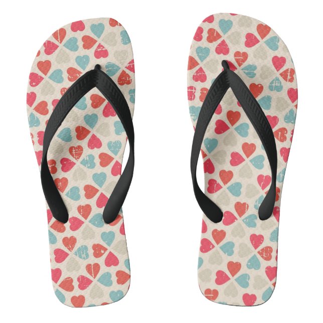 Retro Valentine's Day Pattern Flip Flops (Footbed)